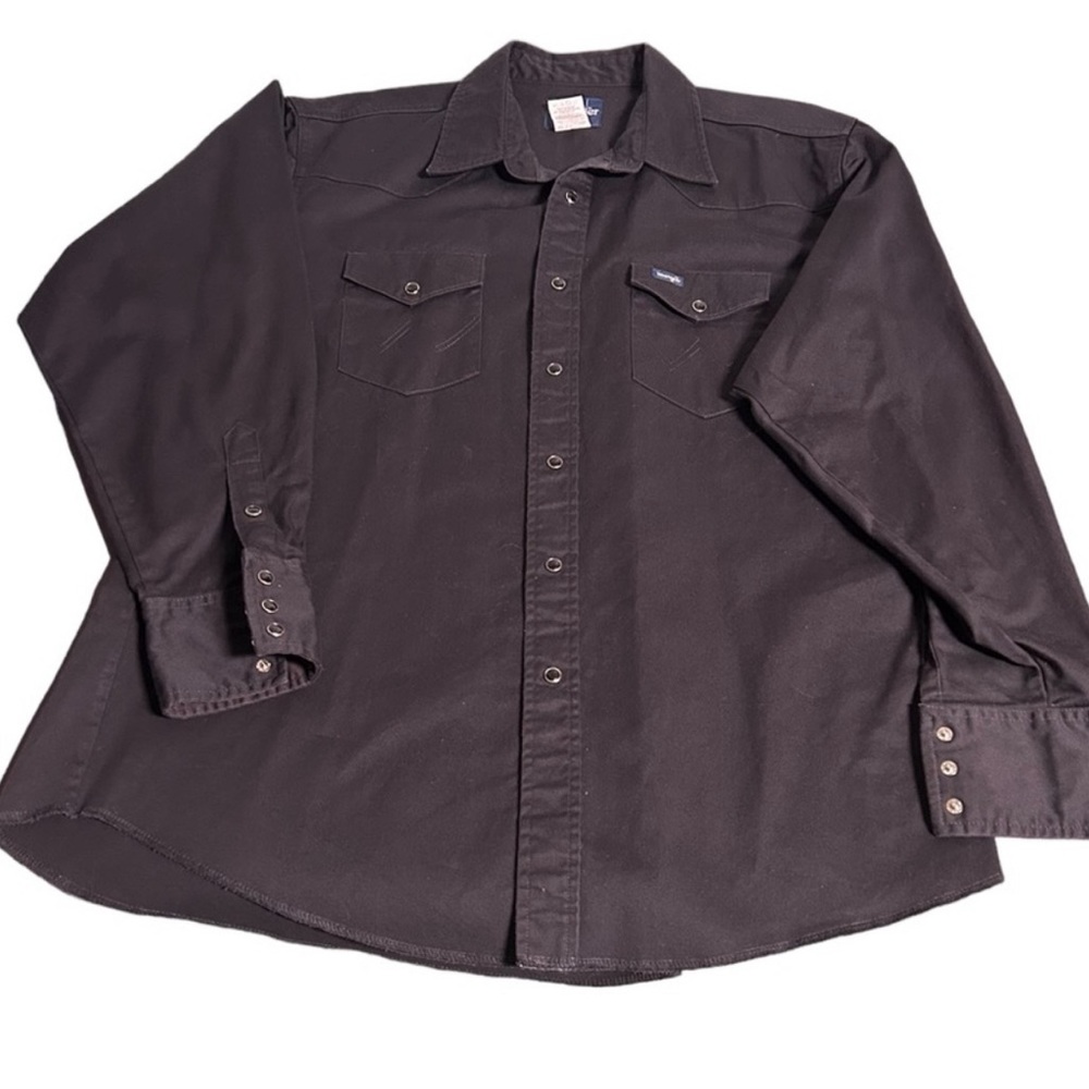 Wrangler mens black 💯 cotton black snaps size XL #MA70819 “Johnny Cash”
